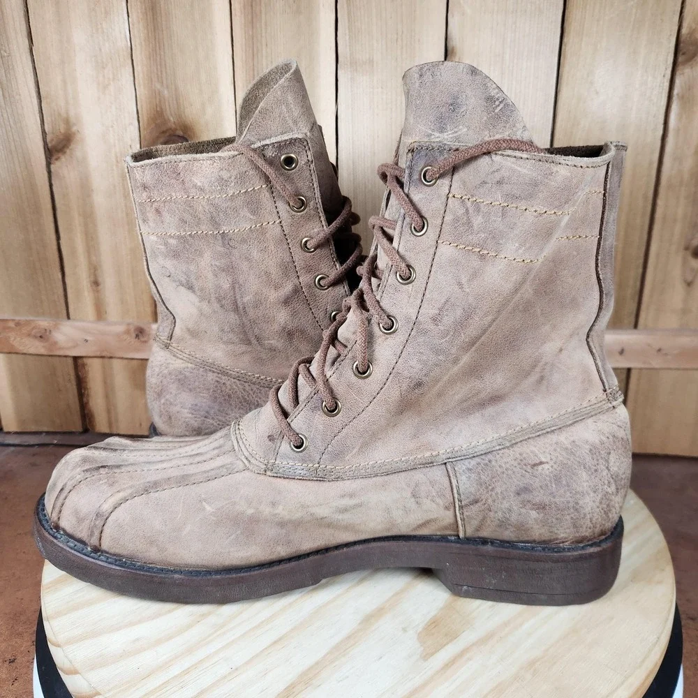 Bed Stu Colonial Duck Boots Mens 13 Brown‎ Leather Lace Up Work Outdoor Winter